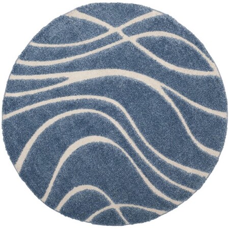 Safavieh 6 ft.7 in. x 6 ft.7 in. Power Loomed Round Shag RugLight Blue & Cream SG471-6011-7R